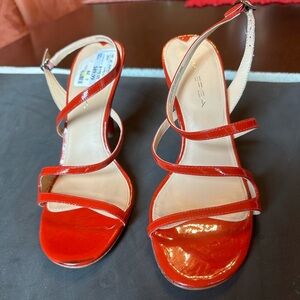 Via Spiga Red Patent Leather Heeled Sandals